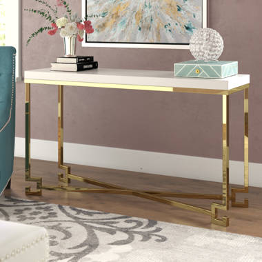 Ambella Home Collection Sculpted 74'' Solid Wood Top Console